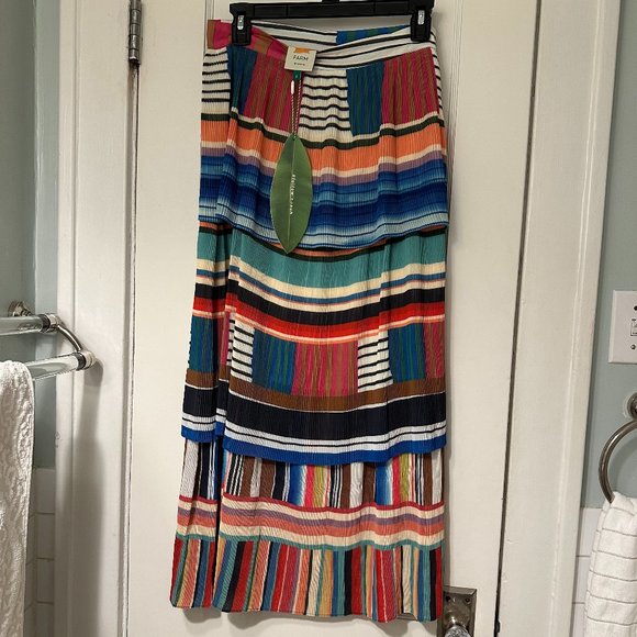 FARM Rio Thalita Stripe Midi Skirt NWT - Picture 3 of 4